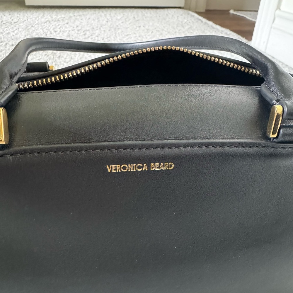 Veronica Beard Black Leather Double-Handle Satchel - Picture 4 of 8
